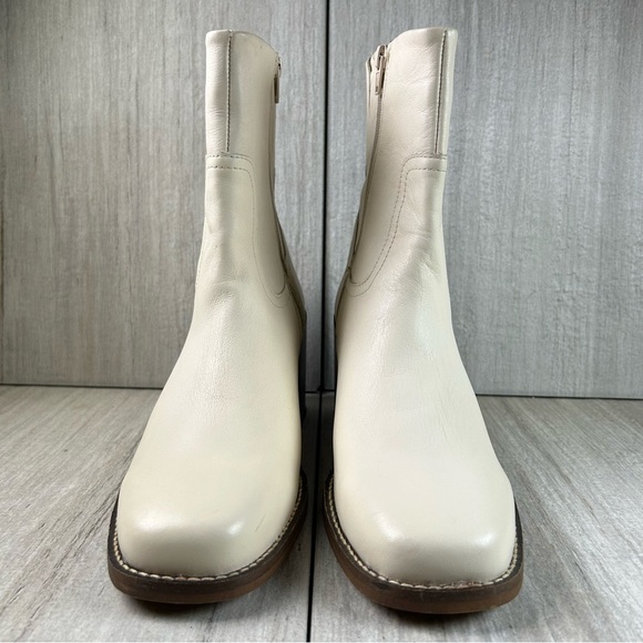 Patina Oslo Cream Leather Block Heeled Handmade Ankle Boots Women’s Size 10 - Picture 5 of 10
